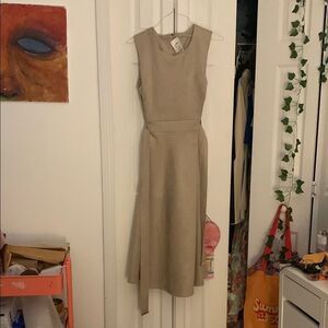 Elegant Beige Sleeveless Dress